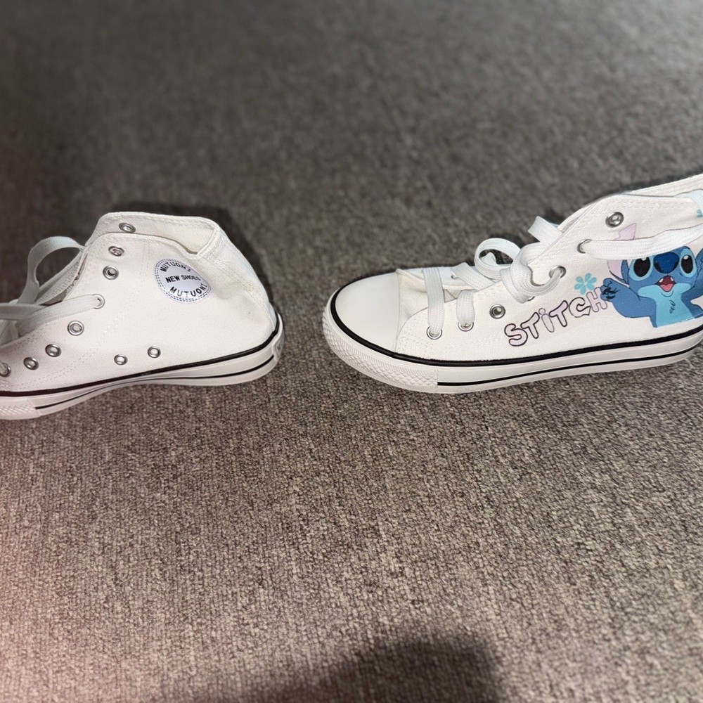 White Kids Shoes with Stitch Design